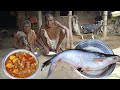 90years poor grandma cooking PANGASH FISH CURRY and eating with hot rice || poor family lifestyle