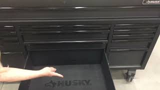 Husky 72 in 18 Drawer Mobile Workbench with Solid Wood Top