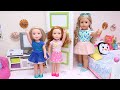 Mommy and twin baby dolls family routine for ice cream! PLAY DOLLS