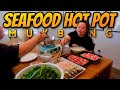 Seafood Hot Pot Mukbang 먹방 Eating Show (Giant Shrimp + Mussels + Fish Balls + Octopus + Ramen)