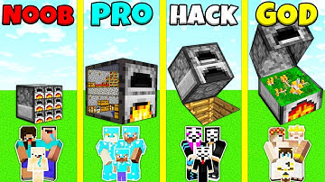 Minecraft Battle: NOOB vs PRO vs HACKER vs GOD: INSIDE FURNACE HOUSE BUILD CHALLENGE / Animation