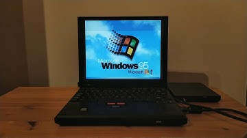 IBM ThinkPad 600 (1998) booting up Windows 95 (original version)