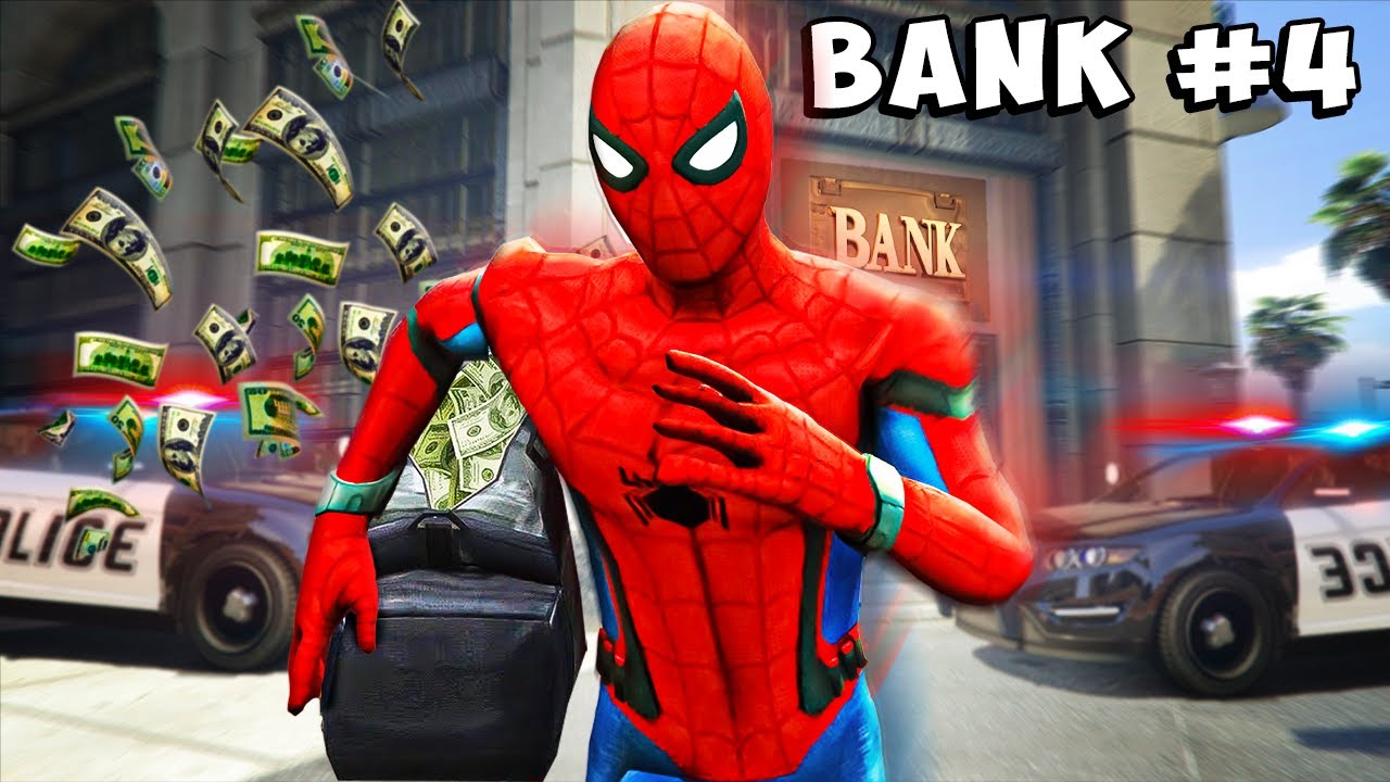 Robbing Every Bank In GTA 5 As Spiderman...