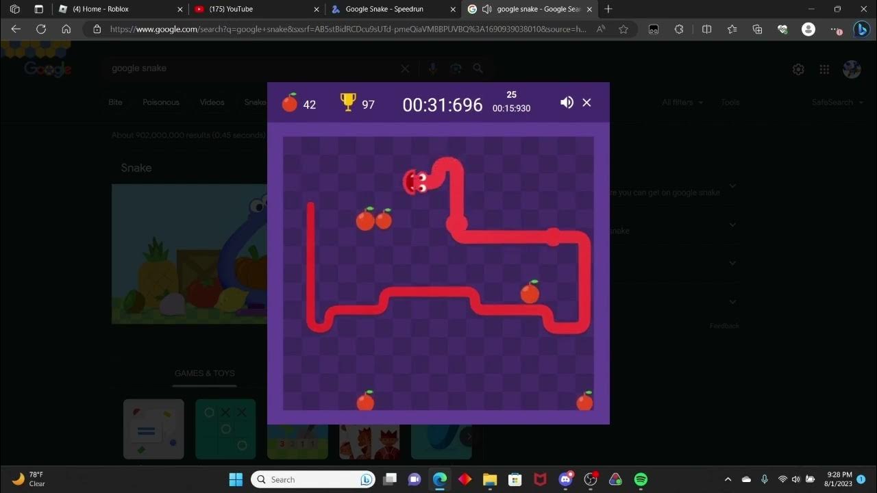 Google Snake - Speedrun