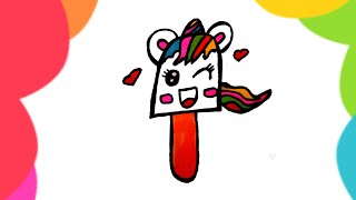 Unicorn Ice-cream Drawing Easy |How to draw a cute Unicorn Ice cream |Coloring Easy