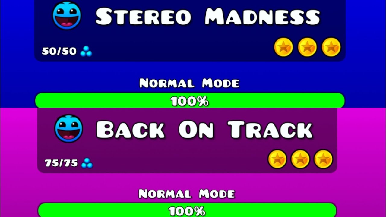 Wide Geometry Dash Normal Geometry Dash | ALL Main Very Easy Levels 100% completed in Normal Mode ...