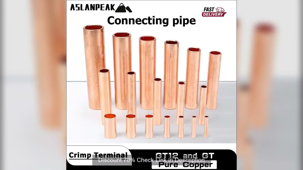 GT Copper connecting pipe Wire Cable Joint Copper tube Copper Terminal Lug Copper Crimp Connector Pu