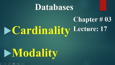Computer 2nd year Chapter no 03 Lecture no 17Cardinality and Modality