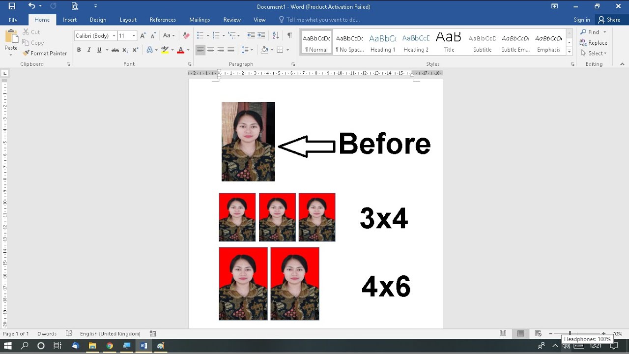 cara merubah background foto di word 