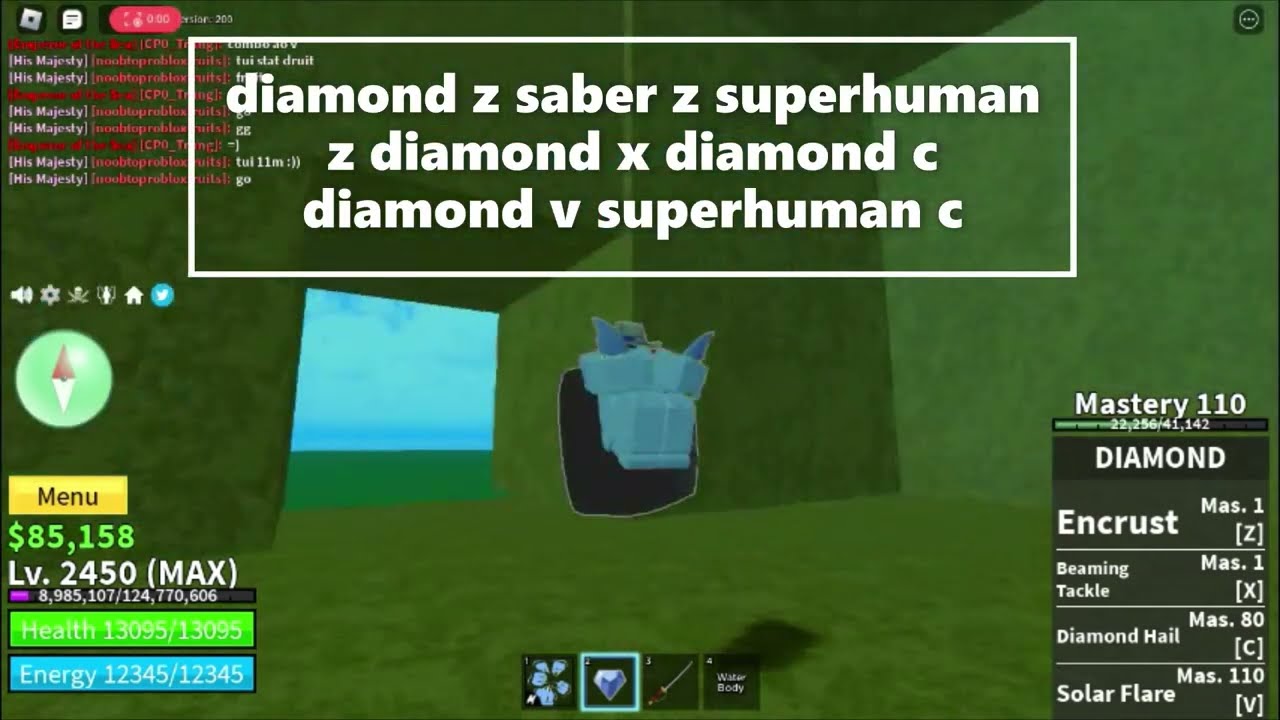 superhuman diamond saber v2 combo in blox fruits