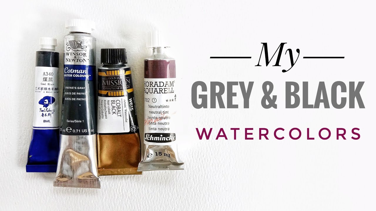 Swatching All My Grey & Black Watercolors