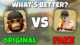 😈 CHIKEN GUN ORIGINAL VS FAKE CHICKEN GUN! - which is better?