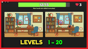 Roblox FIND THE DIFFERENCE Walkthrough [Level 1 to 20]