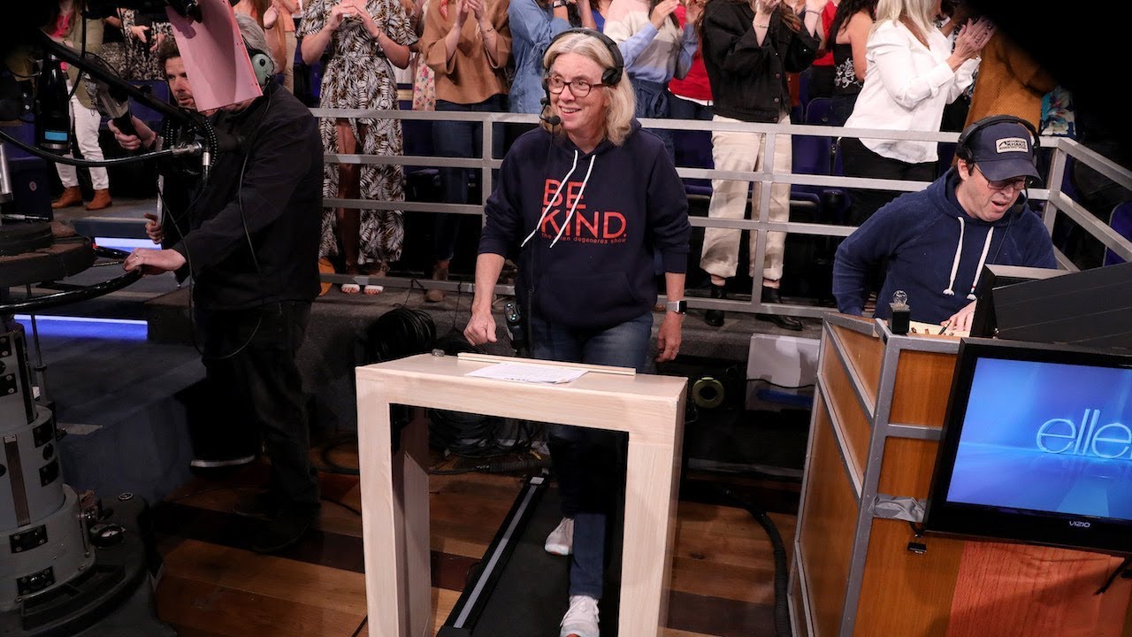 Ellen Surprises Executive Producer With A Treadmill Challenge