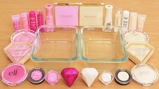 Pink Diamonds vs Pearl White - Mixing Makeup Eyeshadow Into Slime ASMR