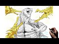 How To Draw Godzilla Earth Vs Planet Eater Ghidorah | Step By Step