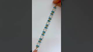 Blue bracelet with pearls and crystals. Handmade bracelet. DIY beaded bracelet #shorts #diy