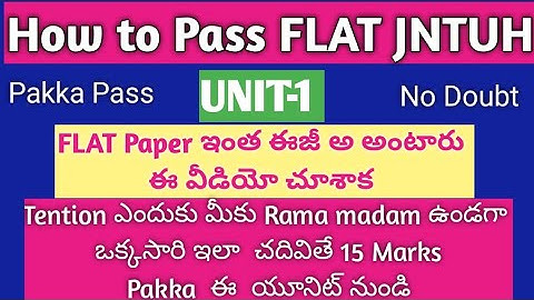 How to Pass JNTUH FLAT R18 | FLAT Very Important Question | Last Minute Help for FLAT |FLAT Gun shot