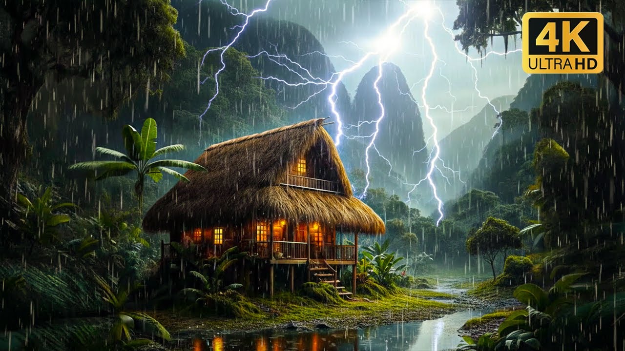 Heavy Rain & Thunder on Tin Roof 🌧️ Fall Asleep Fast | Deep Sleep & Relaxing Sounds