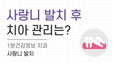 [건강정보] 사랑니 발치 후 치아 관리 방법은?