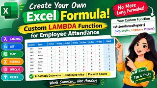 🔥 Create Your Own Excel Formula!  Custom LAMBDA Function for Employee Attendance tamil lams2001