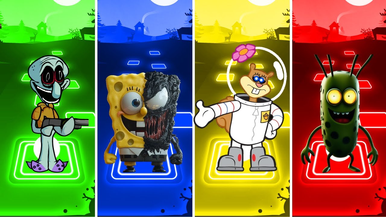 SQUIDWORD 🆚SPONGEBOB 🆚 SANDY CHEKKS 🆚PLANKTON 🆚⭐ 🎶 TILES HOP