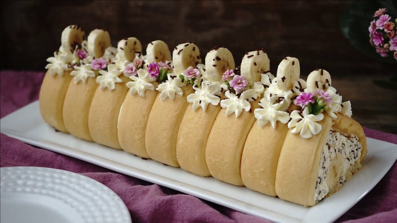 Bananensplit Kuchen mit Löffelbiskuitrand/ No bake/ Außergewöhnlich ...