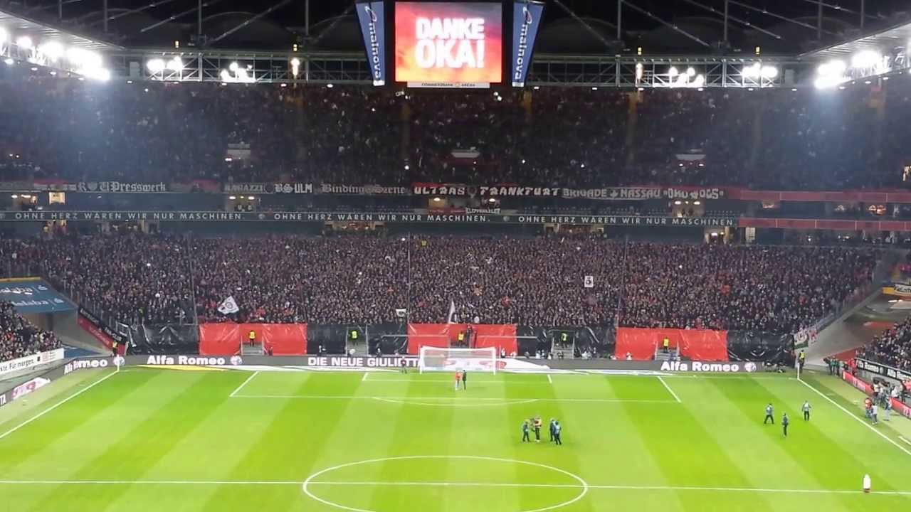 Eintracht Frankfurt - FC Augsburg Nikolov Verabschiedung, Aufstellung und Choreo (20.12.2013)