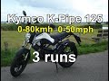 Kymco kpipe 125 080kmh 050mph 3 runs full throttle