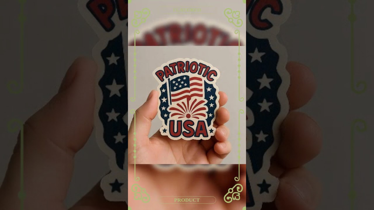 Patriotic USA Sticker with Flag and Fireworks – Red, White & Blue Vinyl Decal