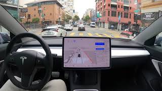 Raw 1x: Union Square on Tesla Autopilot FSD Beta 9