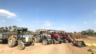 Mahindra Arjun 605 Loader Loading Yellow Mud 3 Tractors | EITHER 368 | Swaraj 735 FE | Mahindra 575