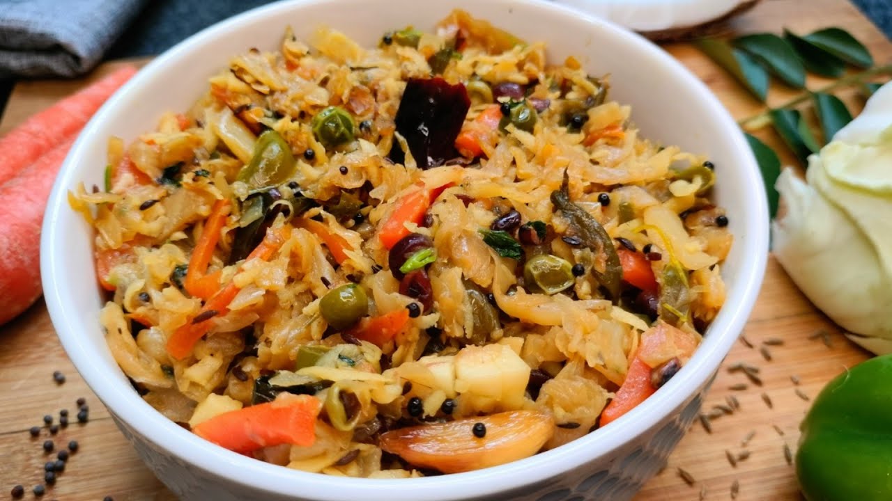 రుచికరమైన 😋 వెజిటబుల్ పొరియల్🌱🥕🌿తయారీ మీ కోసం. Perfect side dish. South Indian traditional recipe.