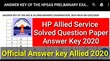 HP Allied Services Solved Question Paper | Official answer key Allied 2020 || Answer Key 2020