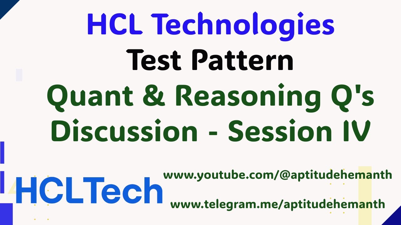 HCL - Session 4 - Quant & Reasoning - YouTube