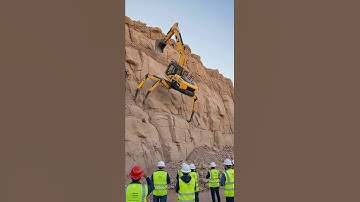 Have you ever seen an excavator climb a cliff like this? 🤯🚧