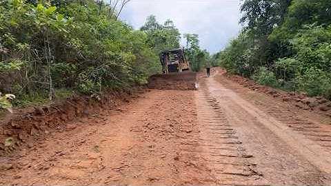 The Skills of the CAT D6R XL Bulldozer Operator Quickly Widen the Plantation Road in a Short Time