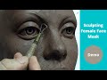 Sculpting female face mask design in a water based clay