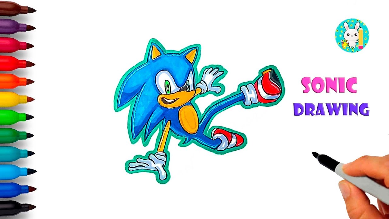 How to draw Sonic 💛💙 Sonic the Hedgehog drawing easy step by step - YouTube