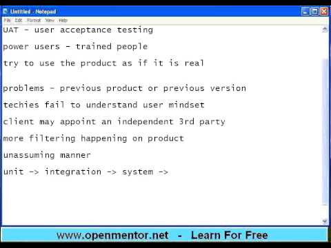 user acceptance testing plan Functional Testing Part 13 by openmentor.net (SDLC UAT)