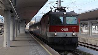 Abfahrt des ÖBB D 1140 Schmittenhöhe und Einfahrt des D 1100 in Linz Hbf.