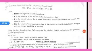 Python Programs to find EMI, BMI (Flow of control statements) class XI sub IP