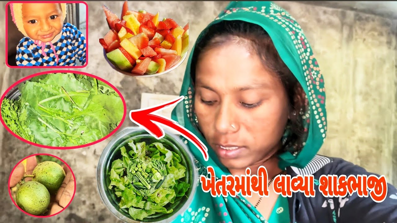 Aaje Gaya Khetar Maa Shakbaji Leva // Chuhan Family Vlogs 🥰 Thakor Family Village Gujarati 