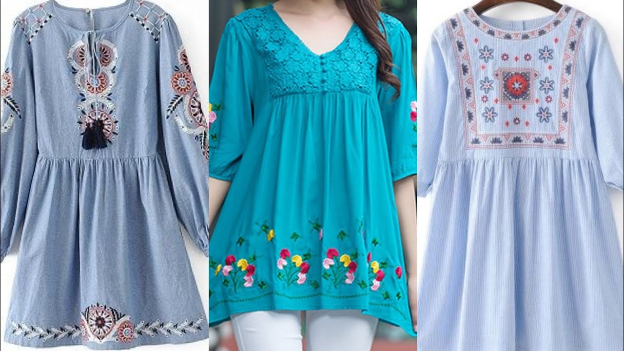 outstanding and unique vintage style casual wear embroidered tunic ...