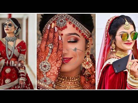 Indian Bride Poses for Wedding Photos