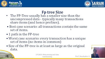 Lecture video 17CS651 Module3 Fp growth algorithm Renukadevi 1