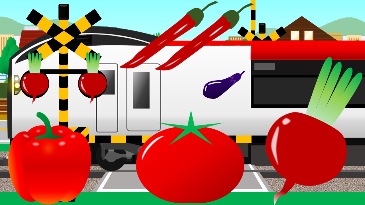 やさい踏切 | こどもアニメ | 電車・トラック | Vegetables crossing