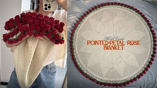 [ENG SUB] How To Crochet Pointed-Petal Rose Blanket | FREE EASY Tutorial For Beginners Step by step