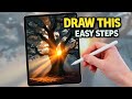 PROCREATE Tree Sun Rays landscape Drawing Tutorial in EASY STEPS