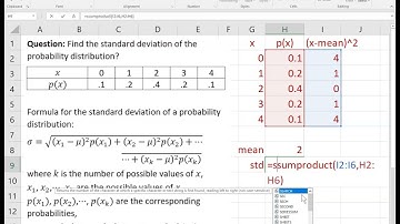 Find Standard Deviation of Probability Distribution Using Excel